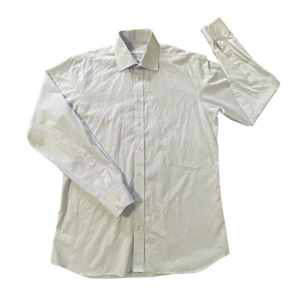 Samuelsohn Modern LS Button Up Shirt Gingham Plaid Red White Blue 15.5/M Men